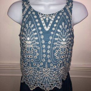 Divided Blue Eyelet Blouse💙